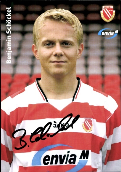 Autograph card footballer Benjamin Schöckel, FC Energie Cottbus, autograph