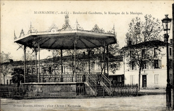 Ak Marmande Lot-et-Garonne, Kiosque de la Musique, Boulevard Gambetta, Stadtansicht
