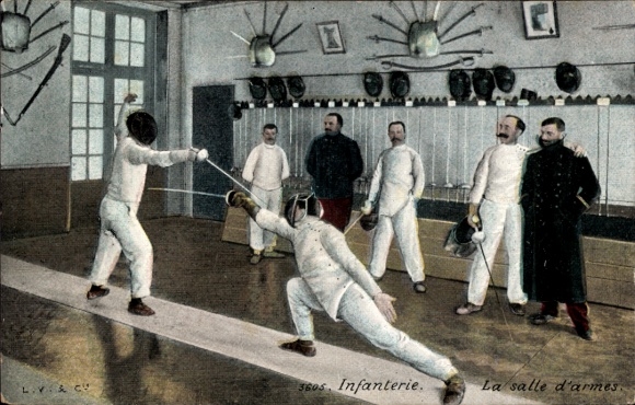 Postcard French Infantry, Fencer, Soldier's Life
