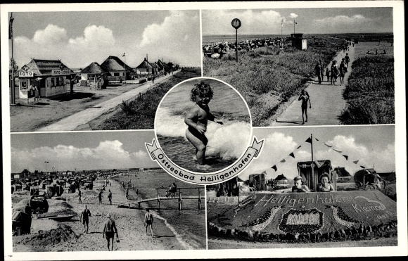 Postcard Baltic resort Heiligenhafen in Holstein, beach life, promenade, toddler, beach castle