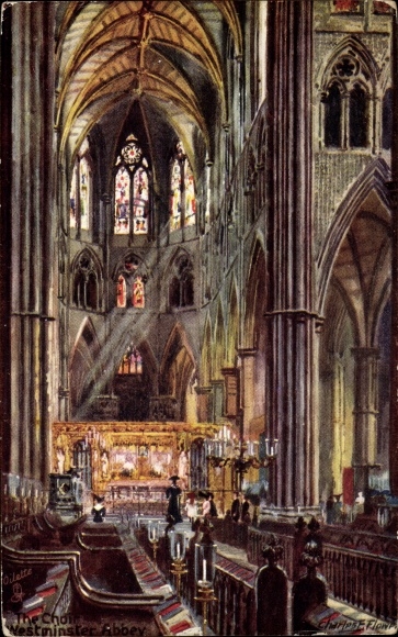 Artist Postcard Flower, Charles, London, Westminster Abbey, The Choir, Tuck No. 7033