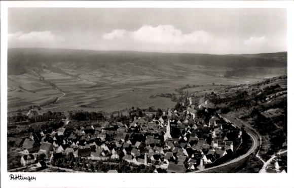Postcard Röttingen an der Tauber Lower Franconia, aerial view of wide landscape, village architecture