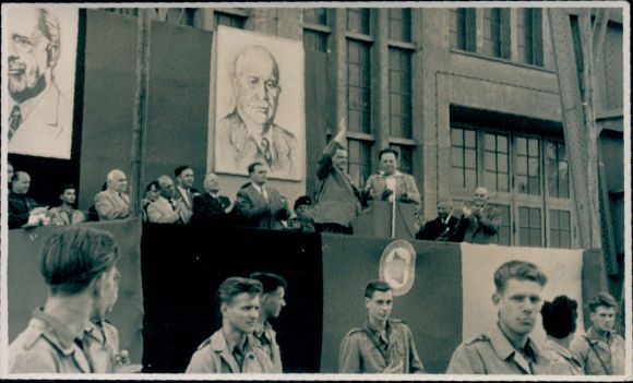 Photo Hanseatic City of Wismar, ceremony, Nikita Khrushchev, grandstand, FDJ