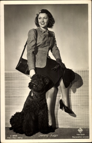 Postcard actress Jenny Jugo, dog