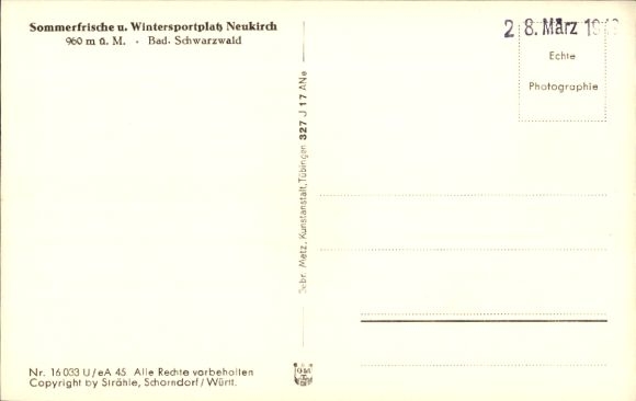 Postcard Neukirch Furtwangen in the Black Forest, aerial photograph