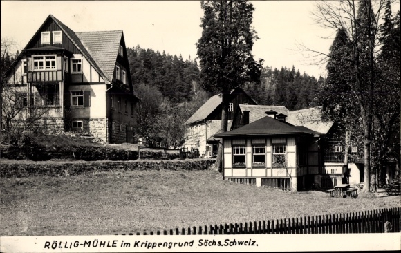 Postcard Krippen Bad Schandau Saxon Switzerland, Rölligmühle in the Krippengrund