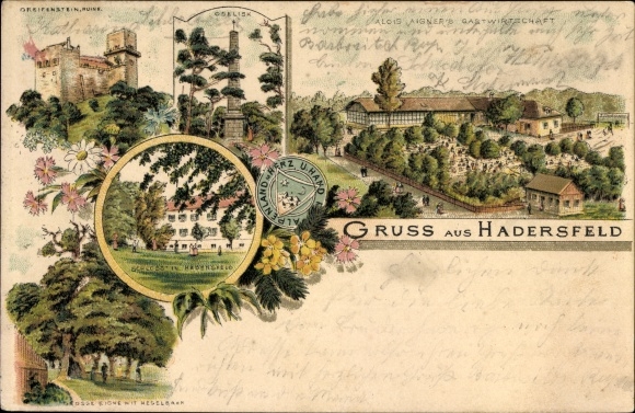 Litho Hadersfeld St. Andrä Wördern Niederösterreich, Ruine Greifenstein, Gastwirtschaft Alois Aigner