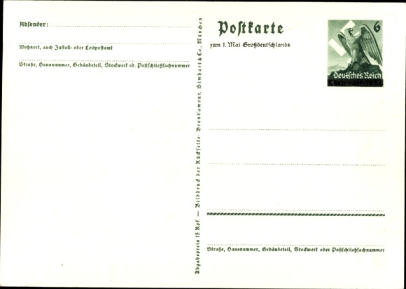Postal stationery Postcard We thank our Führer, Sudetenland, Bohemia, Moravia, Hitler