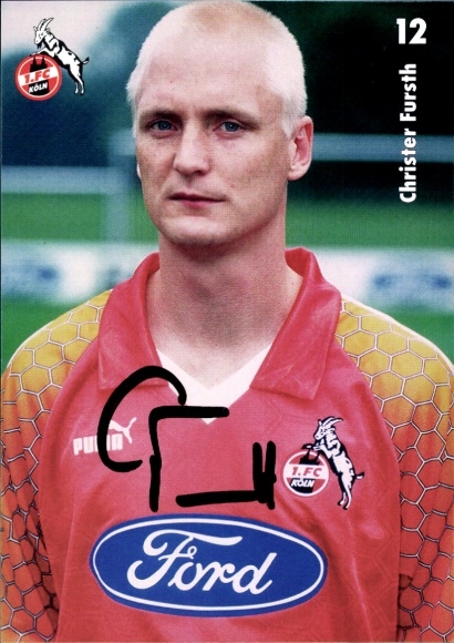 Autogrammkarte Fußballer Christer Fursth, 1. FC Köln, Autogramm