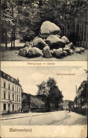 PC Hamburg Altona Bahrenfeld, stone group in the woods, Schumannstrasse