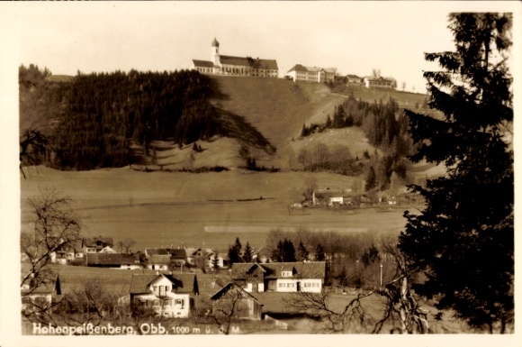 Postcard Hohenpeißenberg Peißenberg Upper Bavaria, Obb, 1000 m above sea level, landscape with houses