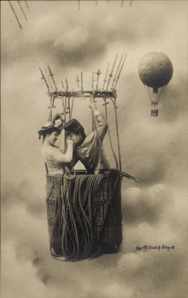 Photo of a loving couple, balloon