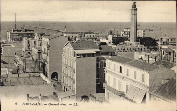 Ak Port Said Ägypten, Gesamtansicht, Leuchtturm