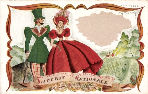 Passepartout artist Postcard lottery, advertising, lovers