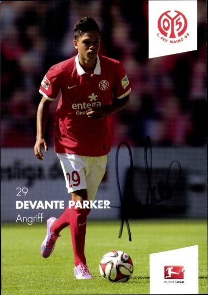 Autograph card footballer Devante Parker, 1. FSV Mainz 05