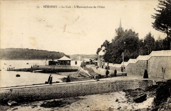 KP Bénodet Finistère, widok na port, Embouchure de l'Odet, łodzie, molo