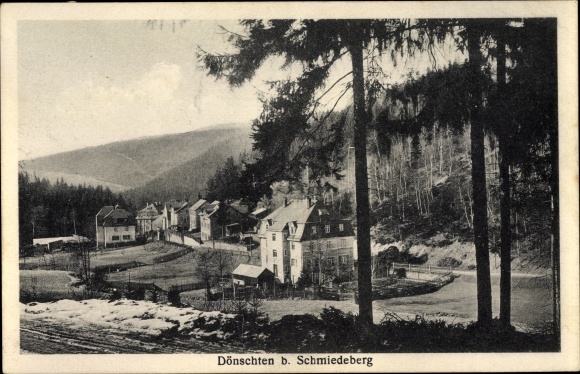 Postcard Dönschten Dippoldiswalde Eastern Ore Mountains, partial view, forest
