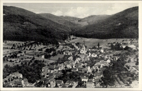 Postcard Oberweier Friesenheim in the Black Forest Baden, aerial photograph