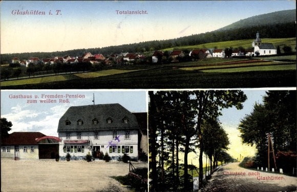 Ak Glashütten im Hochtaunuskreis, Gasthaus zum weißen Ross, Inh. Peter Halm, Chaussee