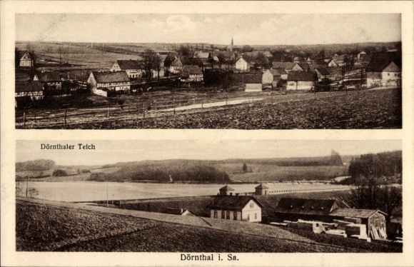 Ak Dörnthal Olbernhau im Erzgebirge Sachsen, Dörnthaler Teich,  Landschaft mit Häusern, Wasser