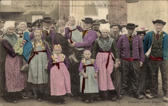 Postcard Plougastel Daoulas Finistère, weddings, family invitations