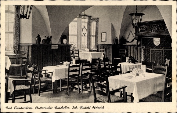 KP Bad Gandersheim Dolna Saksonia, historyczny Ratskeller, właściciel R. Heinrich