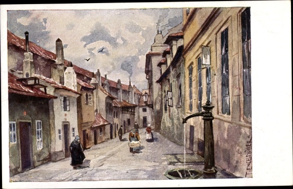Künstler Ak Engelmüller, F., Praha Prag, La Ruelle d'Or, Zlatá ulicka, Goldenes Gässchen
