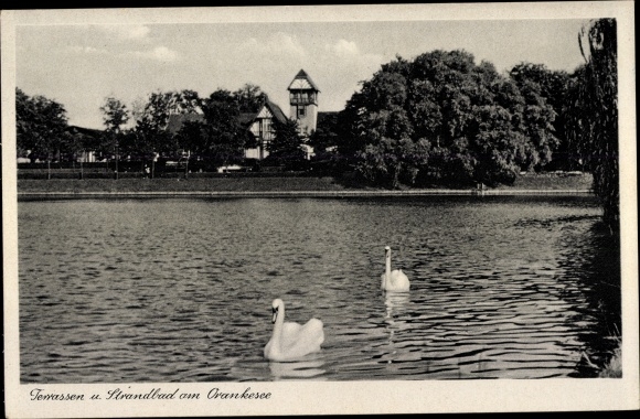 Postcard Berlin Lichtenberg Hohenschönhausen, terraces and lido at the Orankesee, restaurant