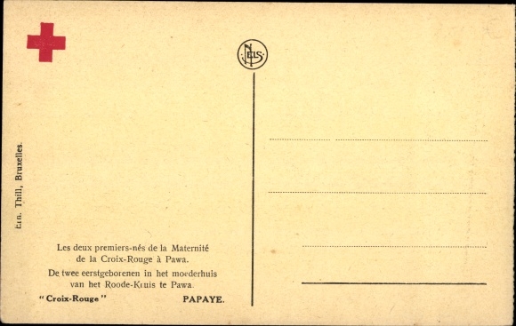Postcard Pawa Salomonen, The first two born of the Red Cross Maternity