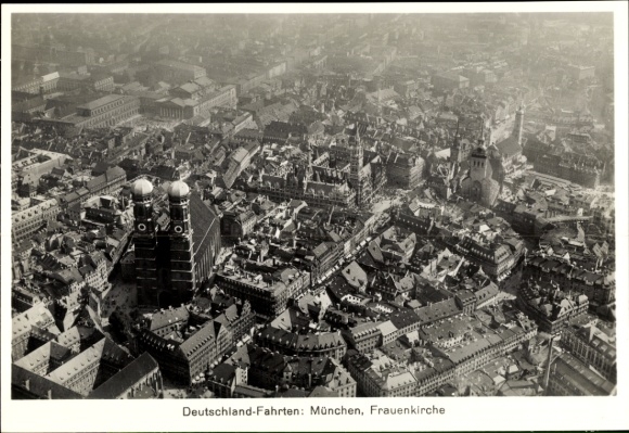 Photo Munich, general view of the city, Frauenkirche, aerial photograph, Zeppelin Germany tours