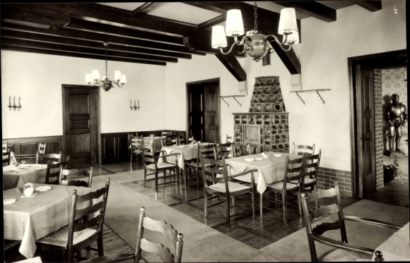 Ak Obrigheim am Neckar Baden, Schloss Neuburg, Hotel Restaurant, Rittersaal