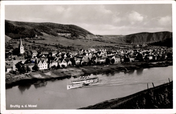 Postcard Bruttig Fankel on the Moselle, Panorama, Salondampfer