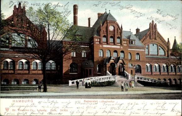 Postcard Hamburg Nord Hohenfelde, bathing establishment Lübecker Tor