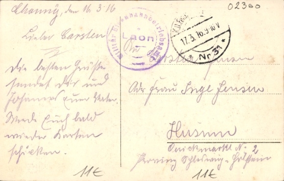 Postcard Chauny Aisne, train station