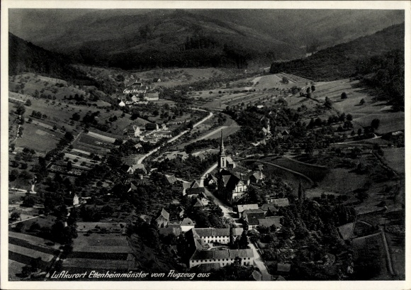 Ak Ettenheimmünster Ettenheim in Baden, Fliegeraufnahme