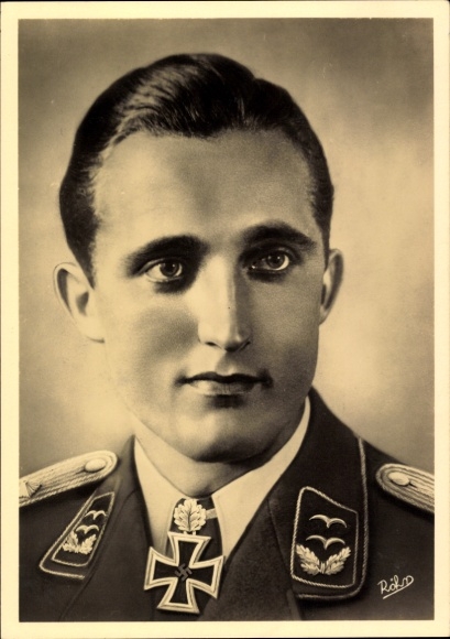 Portret porucznika Friedricha Geishardta, odznaczonego Krzyżem Rycerskim Luftwaffe