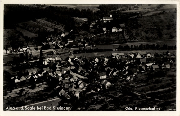 Postcard Aura on the Saale Lower Franconia, aerial photograph