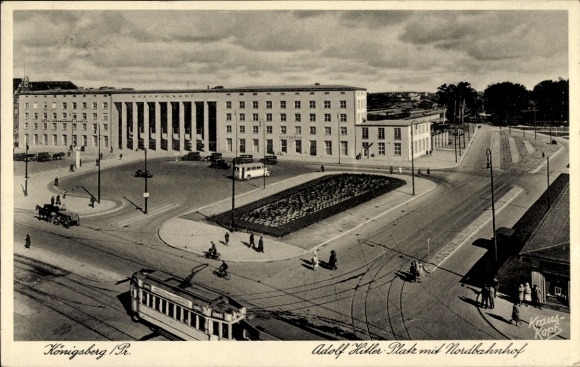 Ak Kaliningrad Königsberg Ostpreußen, Adolf Hitler Platz, Nordbahnhof