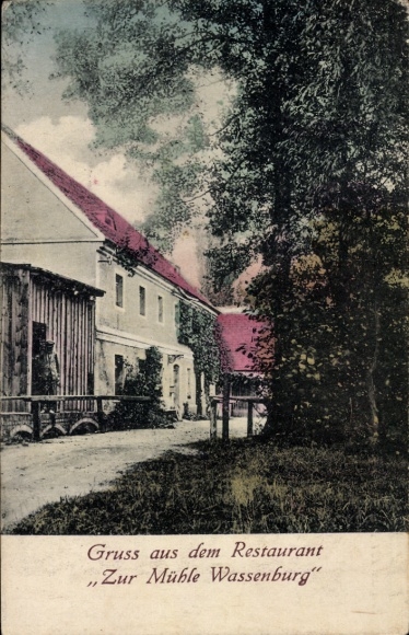 Postcard Hoyerswerda in Upper Lusatia, Restaurant Zur Mühle Wassenburg