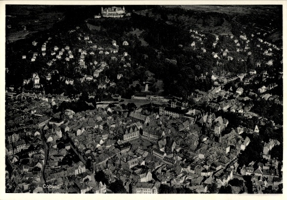 Postcard Coburg in Upper Franconia, aerial photograph
