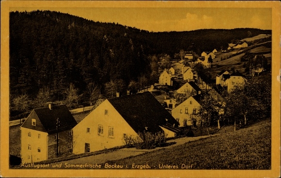 Postcard Bockau in the Ore Mountains, lower village