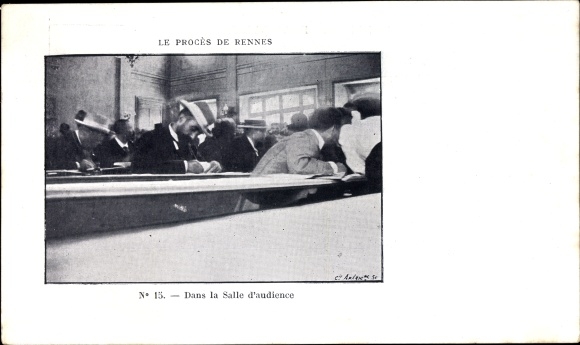 Postcard Rennes Ille et Vilaine, The Trial of Rennes, In the Courtroom, Dreyfus Affäre