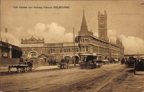 Ak Melbourne Australien, Fish Market, Railway Viaduct