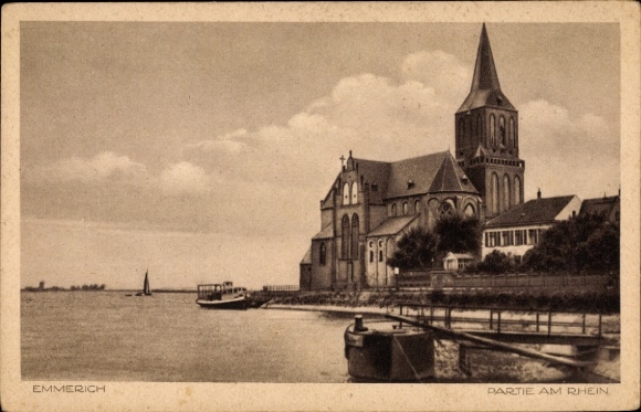 Postcard Emmerich am Niederrhein, part of the Rhine
