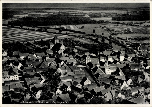 Postcard Heidersbach Limbach in Baden, aerial view of Schwarzach, architecture, landscape, clouds, T