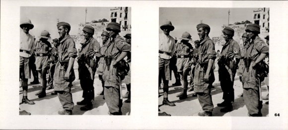 Stereo spatial image photo Flying and Winning No. 64, paratroopers after the capture of Chanea
