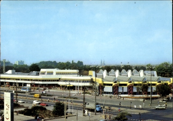 Postcard Berlin Friedrichshain, Sports and Recreation Center, SEZ, Leninallee corner Dimitroffstraße