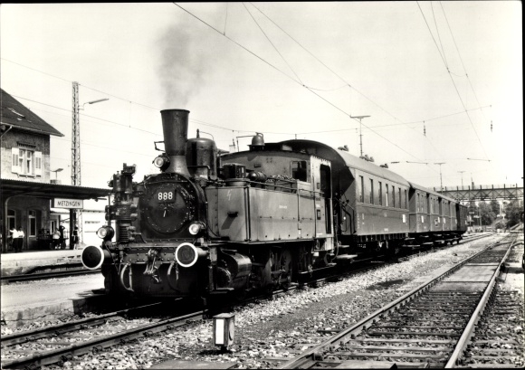 Ak Eisenbahn, Dampflokomotive, Lok 888, Eurovapor, Bahnhof Metzingen, 1972