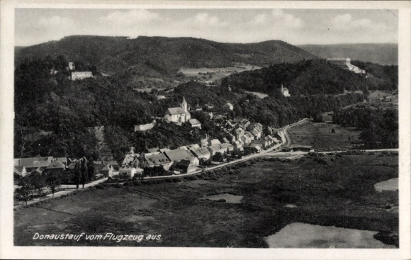 Postcard Donaustauf in the Upper Palatinate, aerial photograph