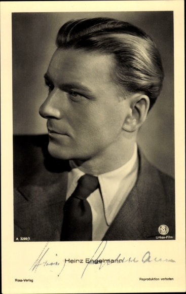 Postcard actor Heinz Engelmann, portrait, autograph
